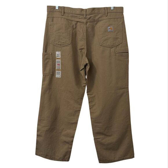 Carhartt Pants Mens 40x30 Khaki Tan Flame Resistant Midweight Canvas‎ Pant Loose - Picture 3 of 5